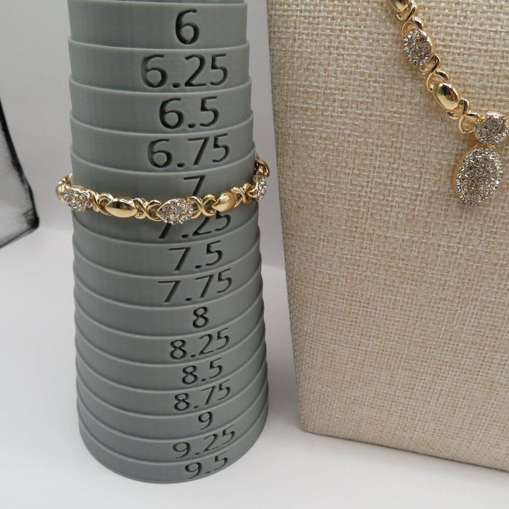 Gold Tone Rhinestone Necklace and Bracelet Set - Picture 4 of 14